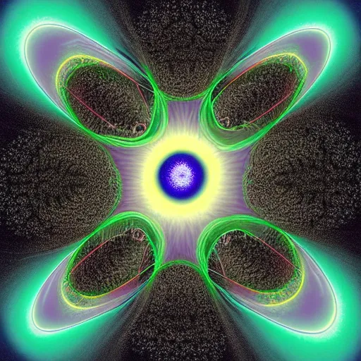 Prompt: surreal fractal image of a uranium atom imagined as a galactic structure