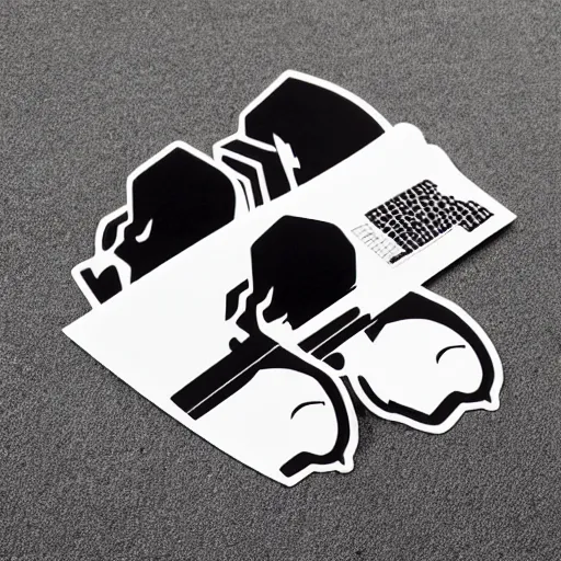 Image similar to black on white graphic design stickers in style of david rudnick, eric hu, y 2 k,