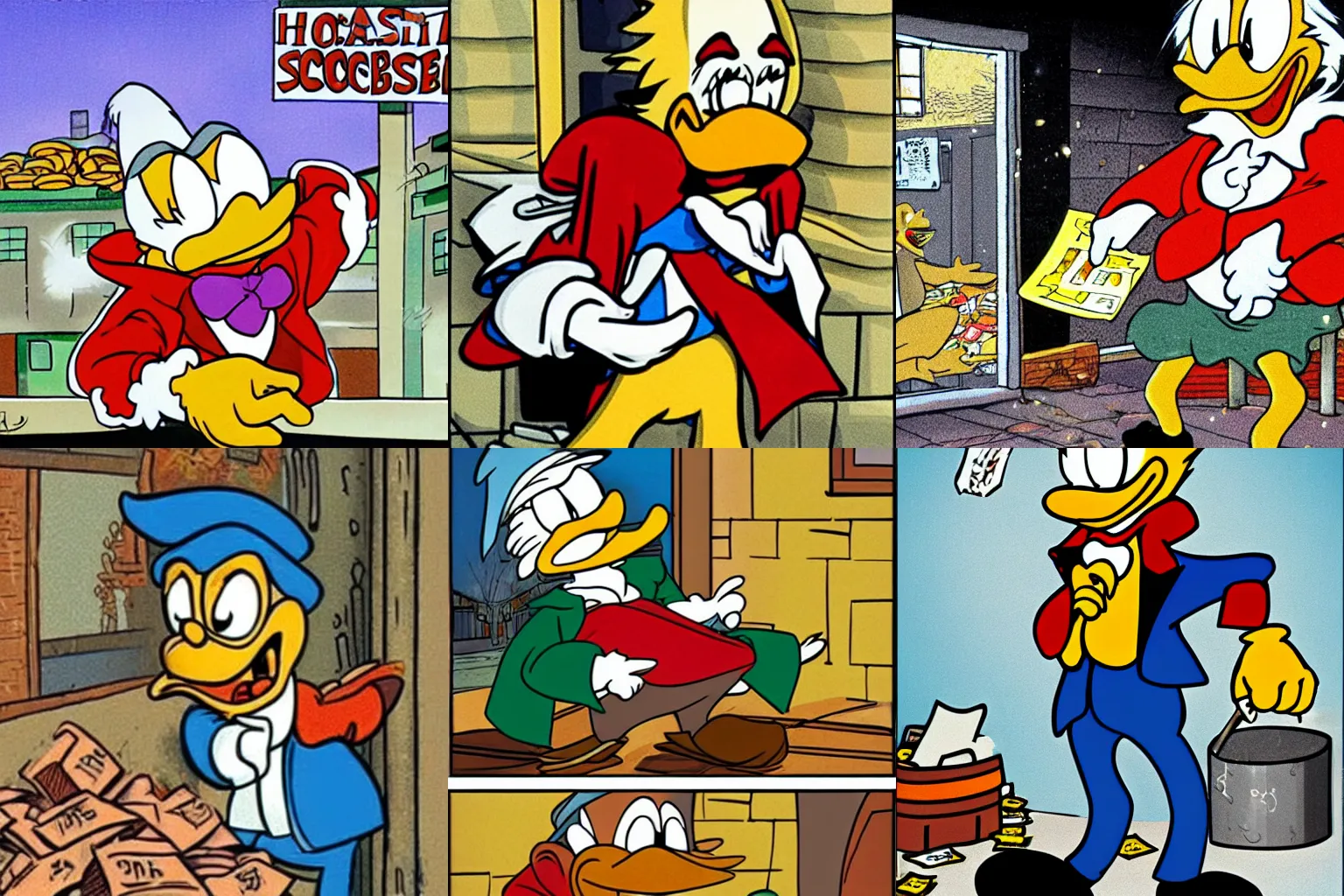 Prompt: homeless scrooge mcduck