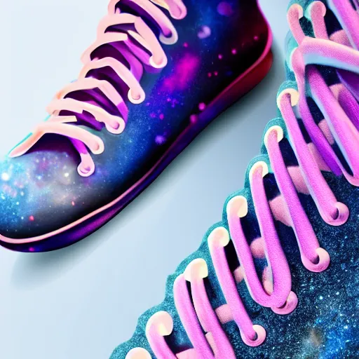 Image similar to sneakers made out of nebulas, highly detailed, sharp, 4 k, 8 k, photorealistic