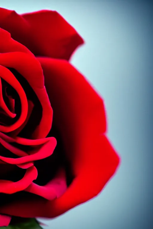 Image similar to a realistic photo of a dark-red rose, Romantic, dark background, lit by morning light, beautiful photo