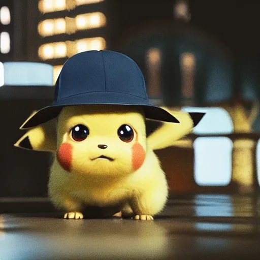 Prompt: a film still of detective pikachu, artwork by caravaggio