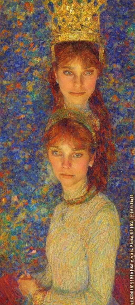 Image similar to all this fight in me, a crown of light on my forehead, oil on rough canvas by minerva teichert, impasto, vivid colors