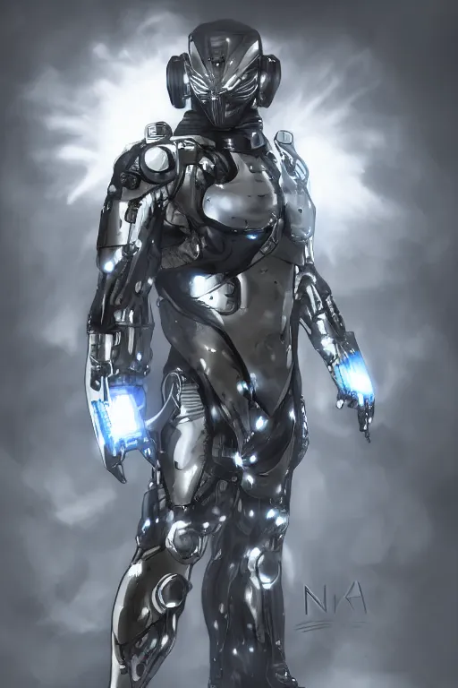 Image similar to cyber cyborg ninja mask helmet metal gear solid artic suit swat commando, global illumination ray tracing hdr fanart arstation by sung choi and eric pfeiffer and gabriel garza and casper konefal, a spectacular view cinematic rays of sunlight comic book illustration, by john kirby