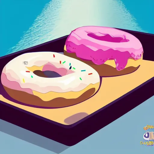 Prompt: a donut inside of a bed, cartoon, 4 k, poster art