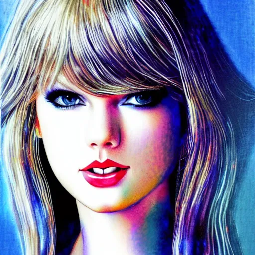 Prompt: a portrait of taylor swift by yoshitaka amano