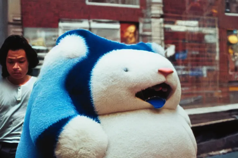 Image similar to Closeup portrait of Snorlax blocking a new york back street, photograph, natural light, sharp, detailed face, magazine, press, photo, Steve McCurry, David Lazar, Canon, Nikon, focus