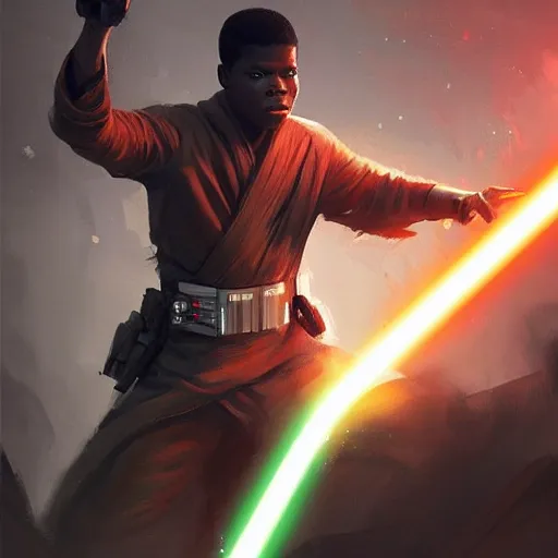 Prompt: scifi art by greg rutkowski, ben skywalker and a jedi that looks like john boyega training with lightsabers, star wars expanded universe, he is about 3 0 years old, highly detailed portrait, digital painting, artstation, concept art, smooth, sharp foccus ilustration, artstation hq