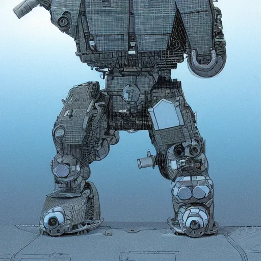 Prompt: humanoid rhino cyborg tank | jean giraud moebius