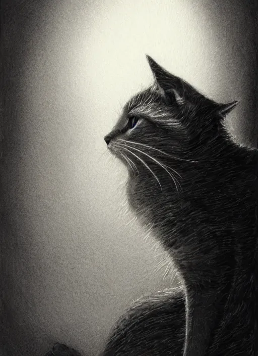 Prompt: portrait, A Grey philosopher cat thinks about life looking into the night sky, watercolor, dramatic lighting, cinematic, establishing shot, extremely high detail, foto realistic, cinematic lighting, pen and ink, intricate line drawings, by Yoshitaka Amano, Ruan Jia, Kentaro Miura, Artgerm, post processed, concept art, artstation, matte painting, style by eddie mendoza, raphael lacoste, alex ross