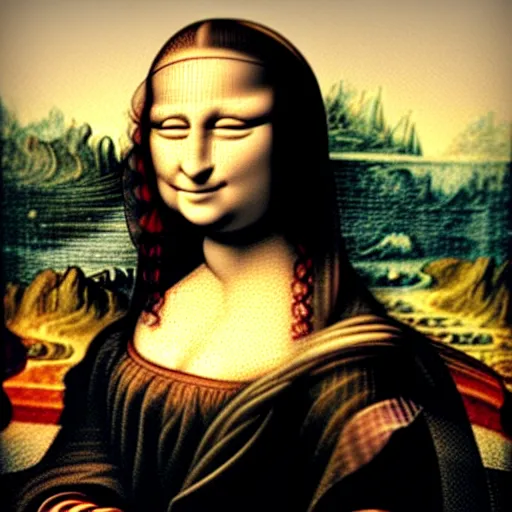 Image similar to mona lisa. crayon.