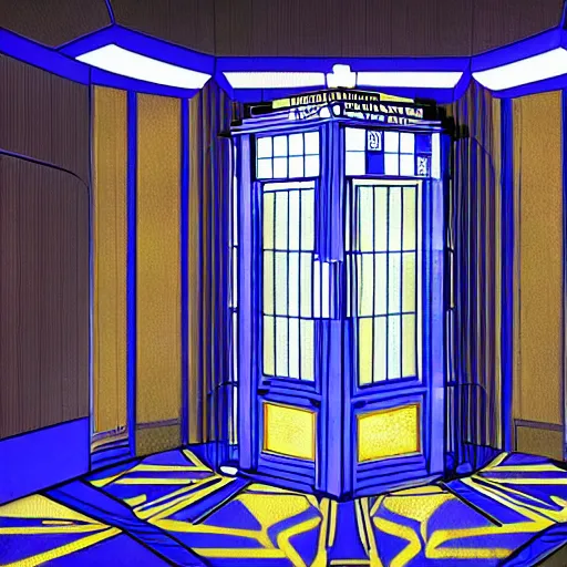 prompthunt: Tardis console room, Art Deco style, by stanley