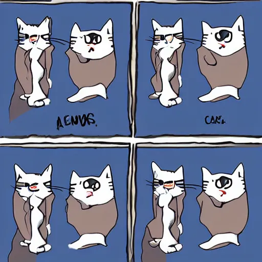 Prompt: a hilarious meme of a cat, digital art