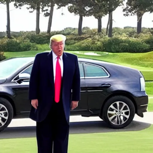 Image similar to photo of trump with handcuffs on his hands, being taken from his golf course to an fbi car