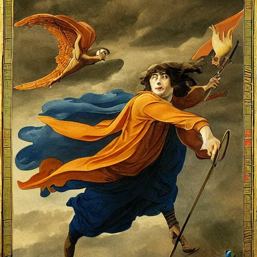 Prompt: a beautiful painting of harry potter flying on a broom by Philipp Otto Runge, masterpiece, Extremely detailed