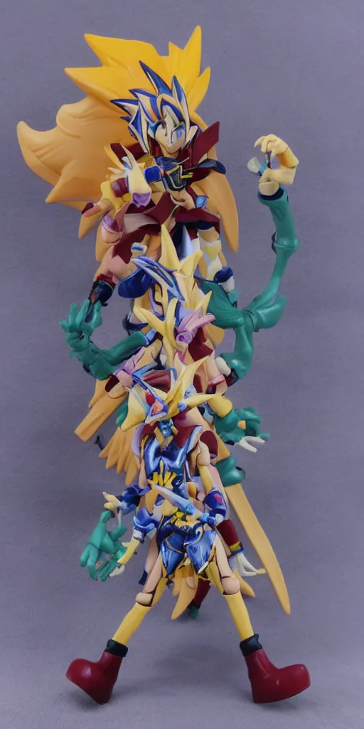 Image similar to bootleg toy of yugioh secondhand, cursed photography