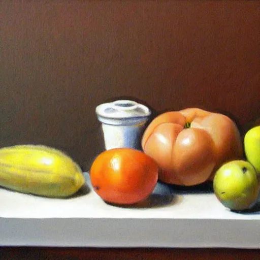 Prompt: still life painting by David Brown, matte, high detailed, realistic