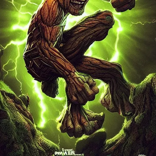 Prompt: imagine groot as hulk hd, fine, dynamic lighting,