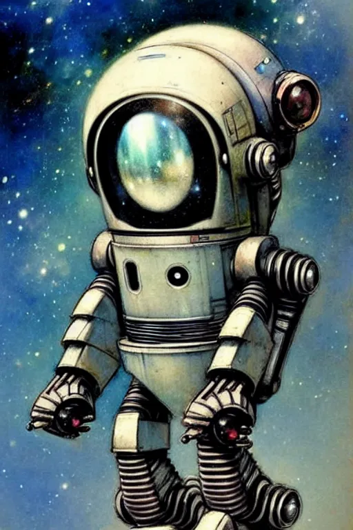 Prompt: (((((1950s lost in space robot b9. muted colors.))))) by Jean-Baptiste Monge !!!!!!!!!!!!!!!!!!!!!!!!!!!