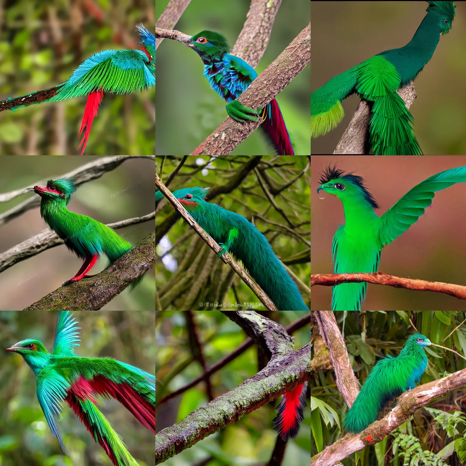 Prompt: a resplendent quetzal, green and red