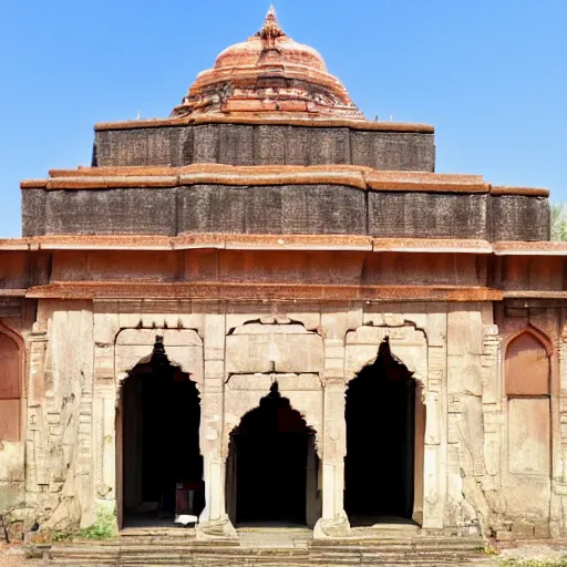 Image similar to a portal, opening in a huge ancient indian temple