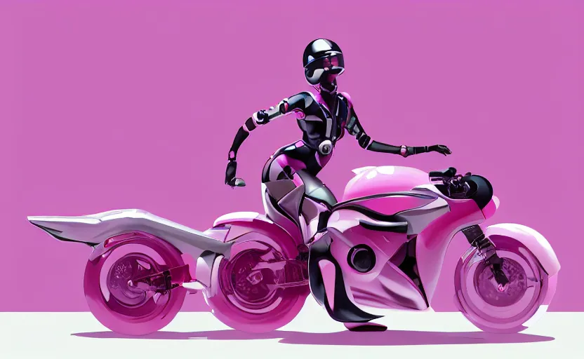 Prompt: a futuristic pink motorbike in a white room. organic painting, matte painting, bold shapes, hard edges, trending on artstation, by huang guangjian and gil elvgren and sachin teng