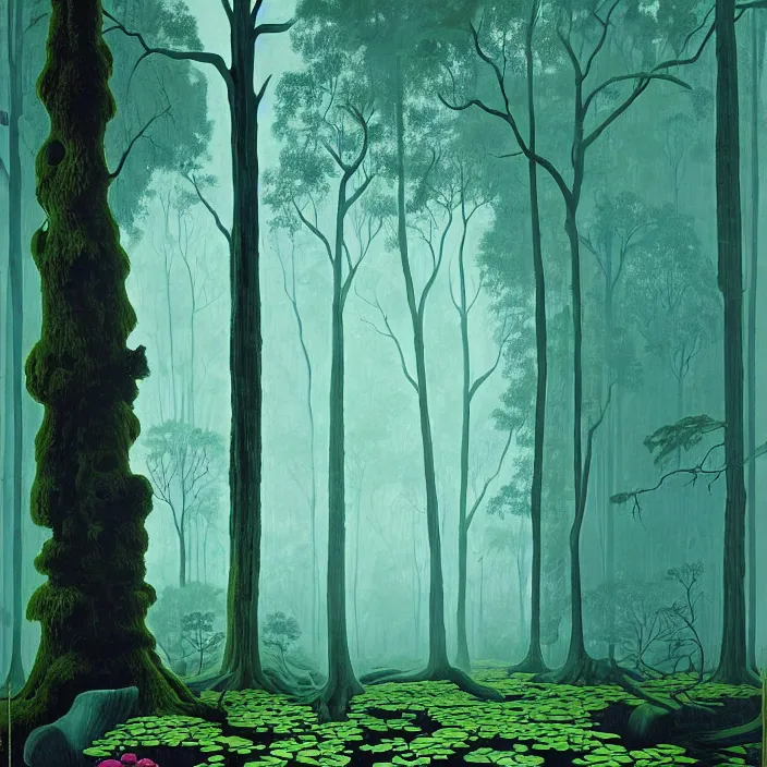 Image similar to charles burchfield art painting, beautiful arboreal forest by Adriaan Herman Gouwe, oregon washington rain forest by beeple
