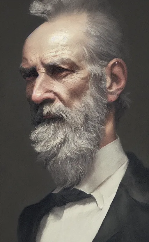 Prompt: Portrait of a middle-aged victorian industrialist, male, detailed face, 19th century, highly detailed, cinematic lighting, digital art painting by greg rutkowski