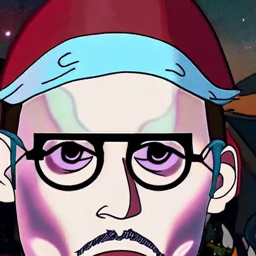 Image similar to johnny depp in rick and morty