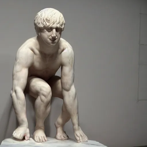 Prompt: boris johnson as a greek marble statue