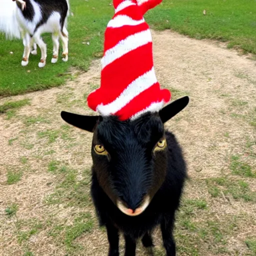 Prompt: cat in the hat as a goat