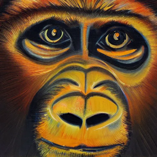 Image similar to abstract painting of a monkey