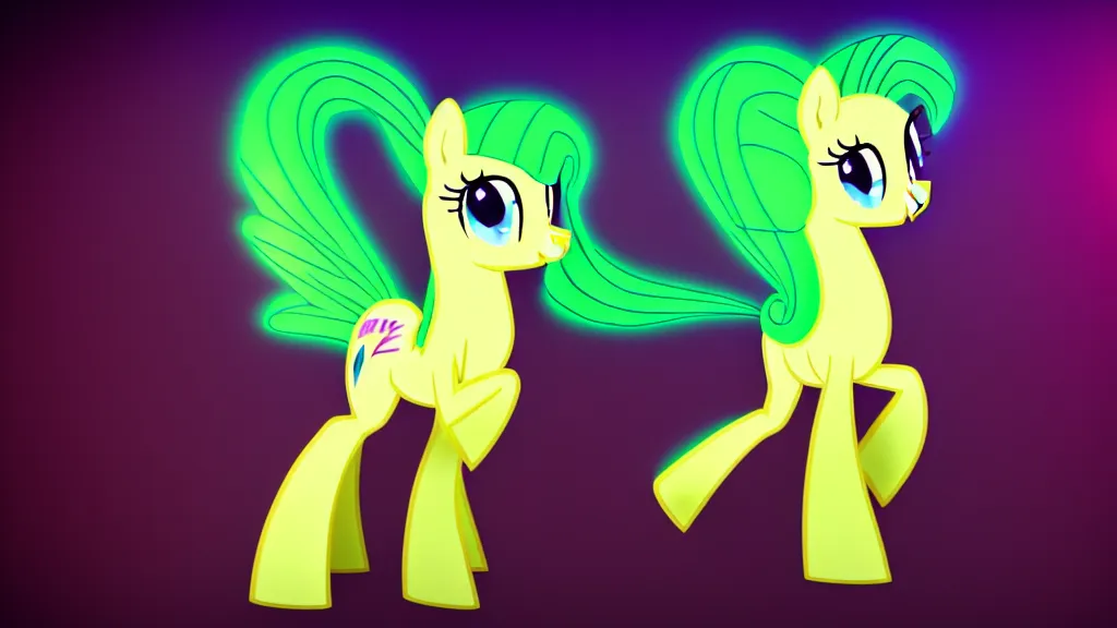 Prompt: 3D Fluttershy from My Little Pony as a necromancer, standing over a dead pony, bright green swirls coming up around her, glowing aura, pitch black background, dramatic and colorful lighting, she is surrounded by green chibi glowing skulls, smoke all around, unrealengine, 4k, HDR