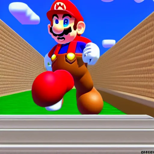 Prompt: super mario 6 4, cinematic shot, over the shoulder point of view, cinestiill 8 0 0 t