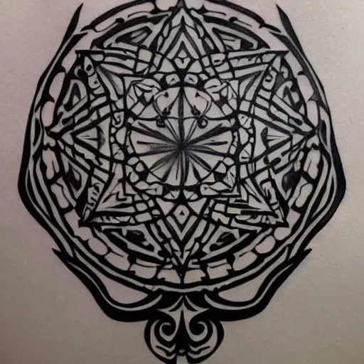 Prompt: tattoo design, stencil, tattoo stencil, traditional, a world famous tattoo of a geometric table-s 100