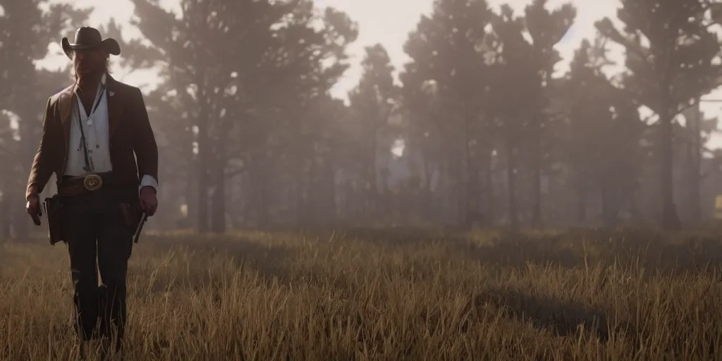 Prompt: Donald Trump from Red Dead Redemption 2, wide shot, ray tracing, 8k