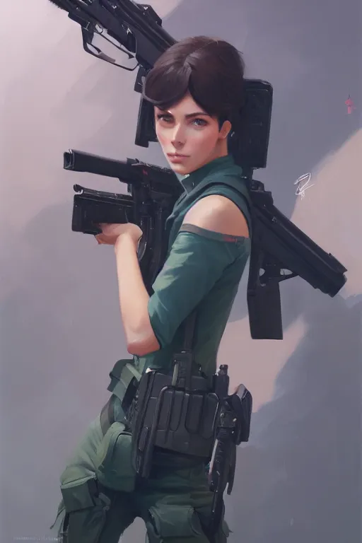 Image similar to a ultradetailed beautiful panting of a stylish swat woman, oil painting, by ilya kuvshinov, greg rutkowski and makoto shinkai, trending on artstation