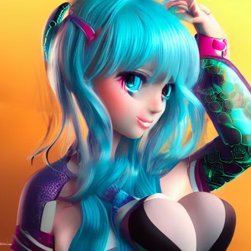 Image similar to beautiful cybercandy girl anime in 3 d, gawr gura, iyokani, cgsociety, style trending on artstation