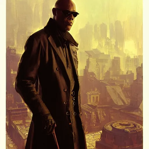 Prompt: Samuel L. Jackson as Morpheus in the Matrix, intricate, highly detailed, digital painting, artstation, concept art, sharp focus, illustration, art by greg rutkowski and alphonse mucha