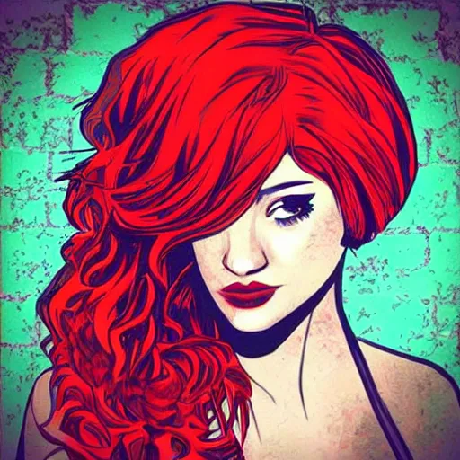 Prompt: “album cover indie red head singer girl comic style”