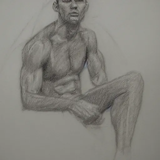Image similar to a drawn man in the jacked stand in rain. pencil sketch.