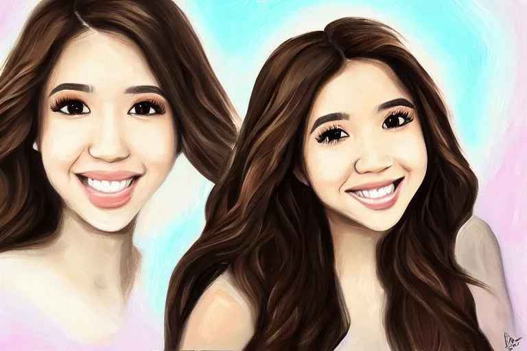 Image similar to a painting portrait of pokimane!!!!!, twitch streamer, digital art