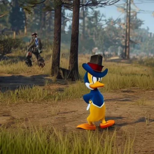 Image similar to donald duck in red dead redemption 2