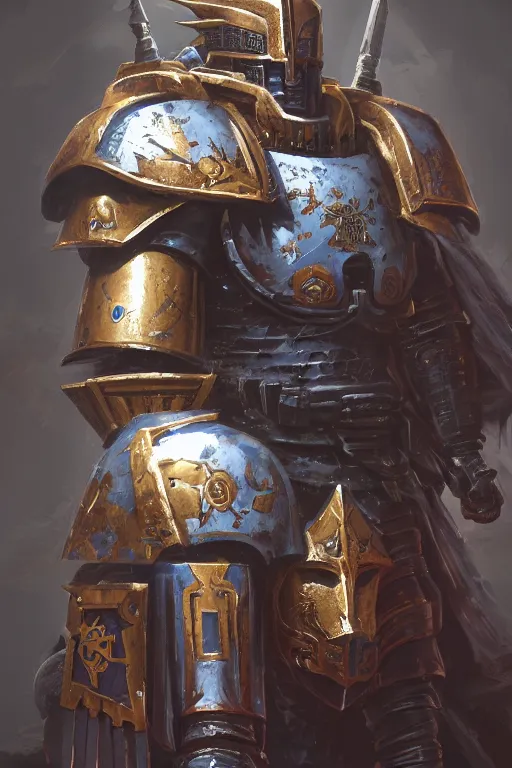 Image similar to armor portrait heros warhammer 4 0 k horus heresy fanart - the primarchs emperor by johannes helgeson animated with vfx concept artist & illustrator global illumination ray tracing hdr fanart arstation zbrush central hardmesh 8 k octane renderer comics stylized