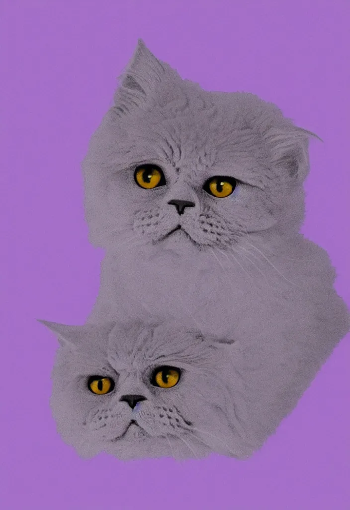 Image similar to extreme closeup of a single lavender selkirk rex cat face, hyper minimalist geometric flat color solid spot color, 9 0 s graphic design art poster design in the style of die gestalten verlag