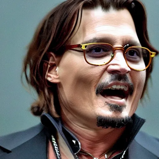 Image similar to johnny depp cheering in court as he wins defamation case, 4 k, photorealistic photography