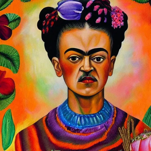 Image similar to friday kahlo painting never seen before vivid