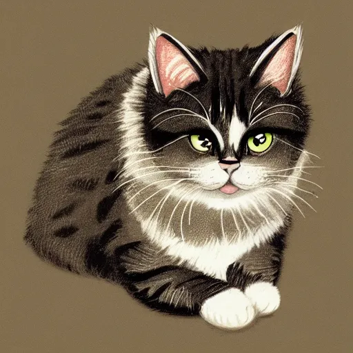 Image similar to Tim Mcdonagh illustration of a cute cat