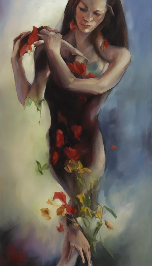 Prompt: life and death mixing together, by emilia wilk