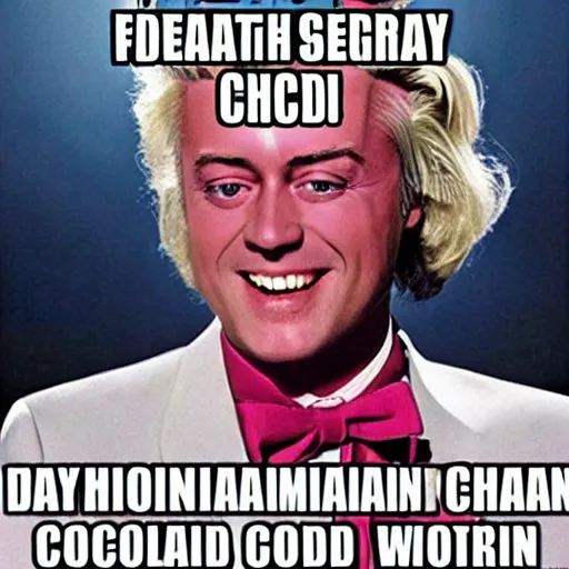 Image similar to geert wilders as willy wonka and the chocolate factory